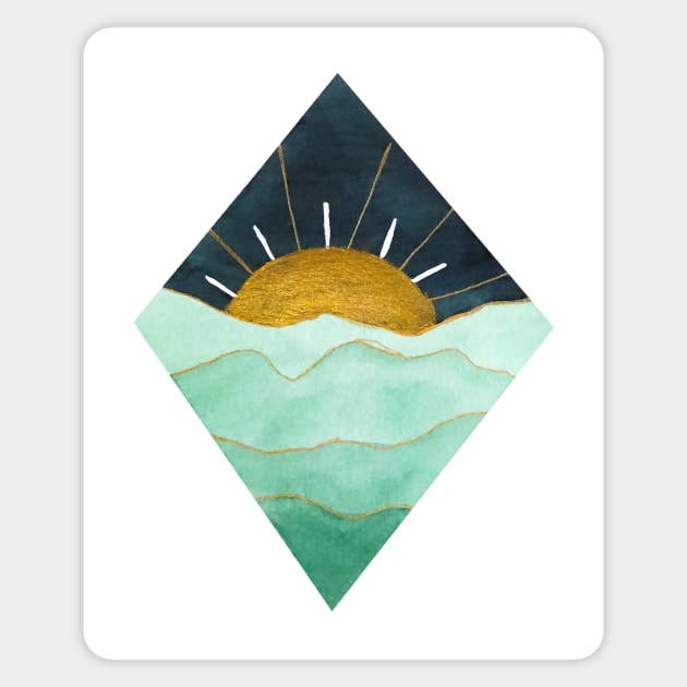 Green and Gold Sunset Sticker by ayemfid